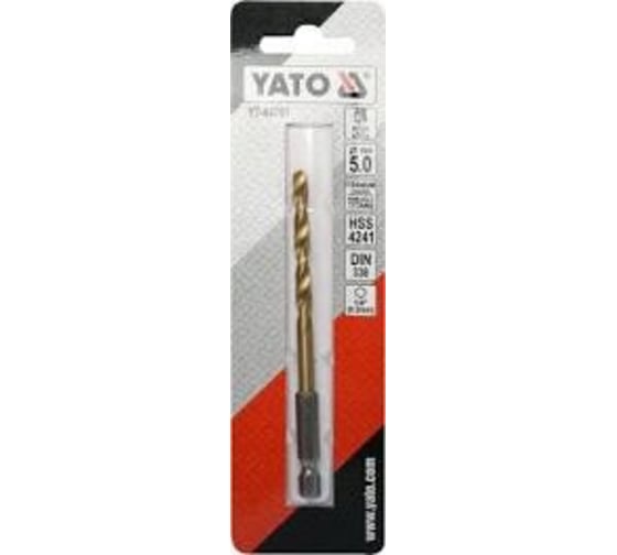 Сверло YATO по металлу HSS-TiN 5,0мм с хвостовиком HEX YT-44761 3624024761092 1