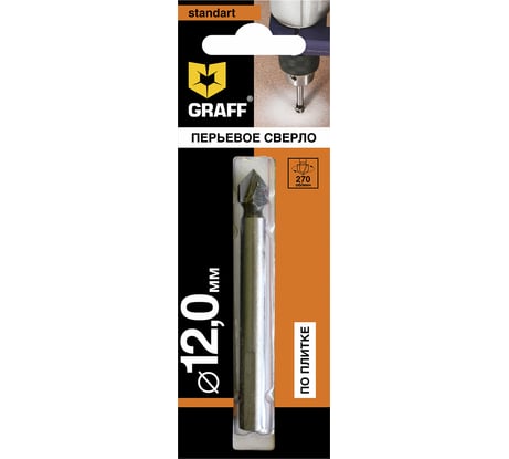 Сверло по стеклу и керамике 12x90 мм GRAFF 801292
