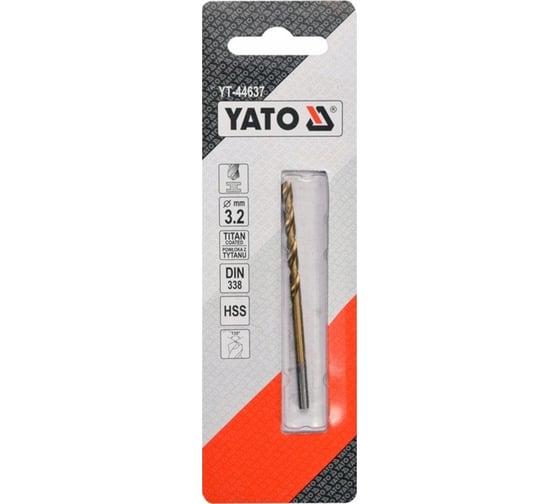 Сверло по металлу HSS-TiN 3.2 мм YATO YT-44637