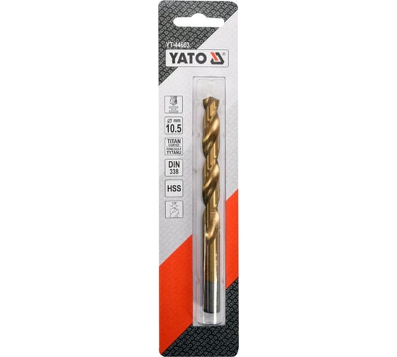 Сверло по металлу HSS-TiN 10.5 мм YATO YT-44663