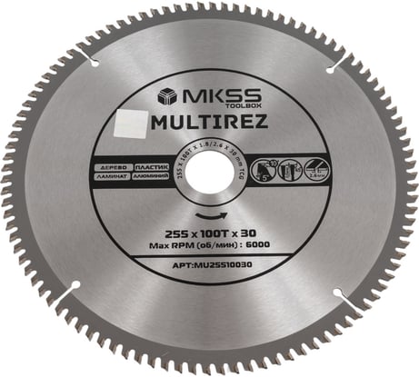 Диск пильный универсальный MKSS Toolbox MU2551 255x100Тх1.8/2.6x30мм Multirez MU25510030