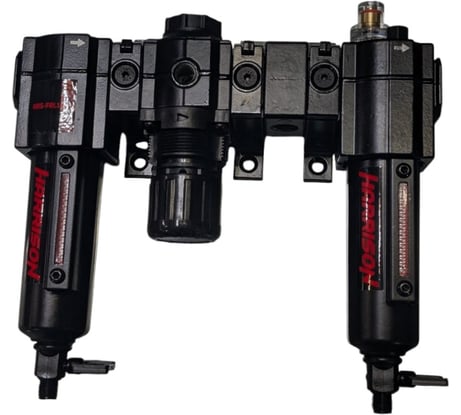 Блок подготовки с фильтром, регулятором и лубрикатором HARRISON 1/4', 1444 л/мин, 5 мкм. HRS-FRL1444