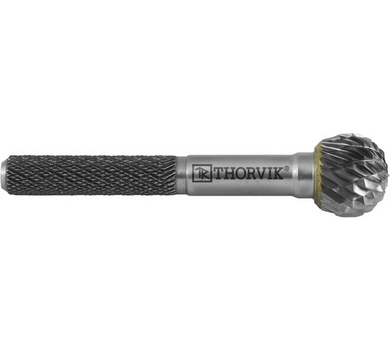 Бор-фреза твердосплавная сферическая Thorvik TRRBD06050655-2 тип D, 6 мм, двойная насечка, в боксе 057013