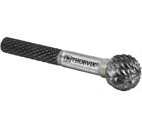 Бор-фреза твердосплавная сферическая Thorvik TRRBD06050655-2 тип D, 6 мм, двойная насечка, в боксе 057013