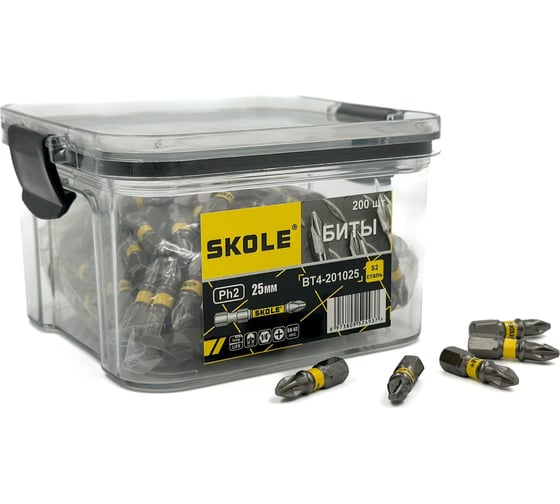 Биты SKOLE (BT4) PH2-25мм в коробке (200шт/уп) BT4-201025