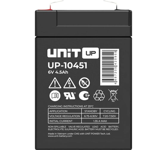 Аккумуляторная батарея UNIT UP-10451 (6В-4.5Ач) UP10451