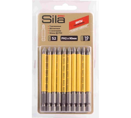 Биты Sila Pro, ph2х90мм, S2, намагнич, блистер 10 шт 123113 1