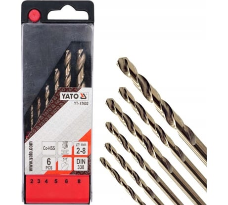 Набор сверл по металлу 6 предметов 2,3,4,5,6,8 мм YATO YT-41602