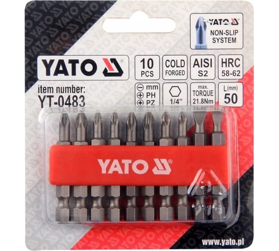 Набор бит YATO крестовых 50мм 10шт. длинных YT-0483 36140483 092 1