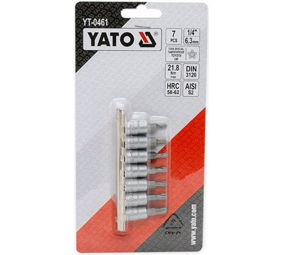 Набор бит YATO 1/4" 7 предметов TS10-TS40 TORX с головками YT-0461 37140461 092 1