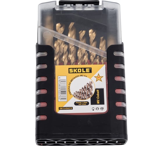 Набор сверл по металлу SKOLE (SM15) M2 Co 19 шт SM15-654219 1