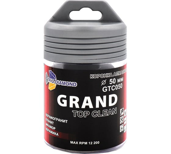 Коронка алмазная по керамограниту TRIO-DIAMOND Grand Top Clean 50 мм, М14 GTC050