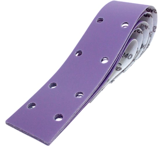 Полоски шлифовальные абразивные CERAMAX PURPLE FILM 70х420 мм, 14 отверстий, P100, 50 шт 1CRX1555
