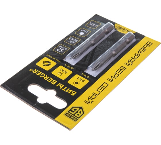 Биты магнитные PH1, 50 мм, 2 шт, S2 Berger BG BG2397