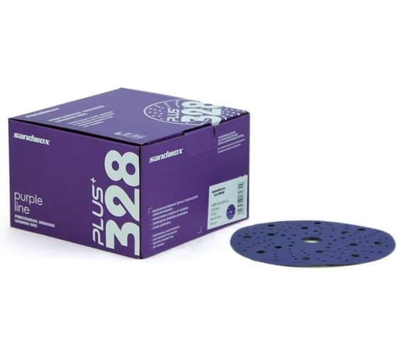 Диск шлифовальный на пленочной основе Sandwox 328 PLUS Purple Ceramic Multi holes 150мм, Р120, 50шт 328P.150.120.LC