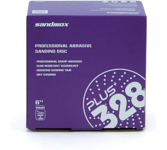 Диск шлифовальный на пленочной основе Sandwox 328 PLUS Purple Ceramic Multi holes 150мм, Р120, 50шт 328P.150.120.LC