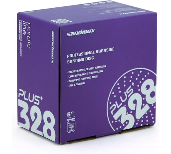 Диск шлифовальный на пленочной основе Sandwox 328 PLUS Purple Ceramic Multi holes 150мм, Р120, 50шт 328P.150.120.LC