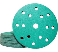 Круги шлифовальные CERAMAX 150 мм GREEN FILM 15 отверстий, P220, 50 шт. 1CRX1313