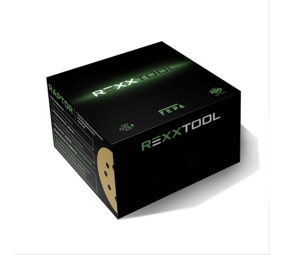 Шлифовальный круг абразивный на липучке REXXTOOL RAPTOR 150мм, 15 отв., 50 штук, P400 RXT-RAPTOR-50-150-15-400