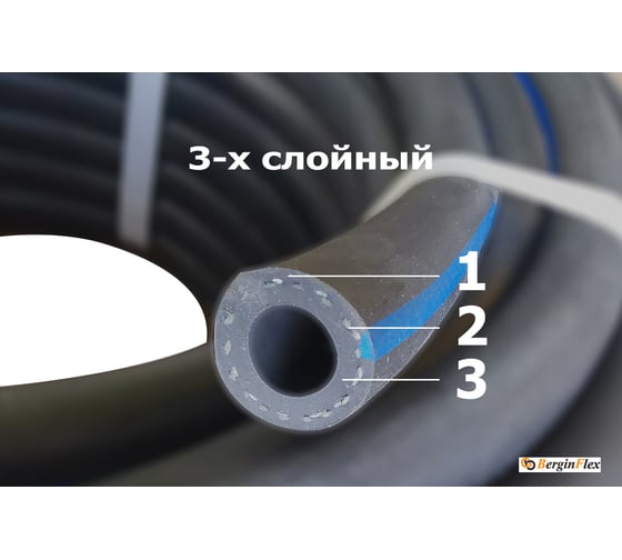 Шланг для газа/воздуха ТИП I и III 50 м, 12х20 мм, 20 атм Berginflex TPE-S-AG12B