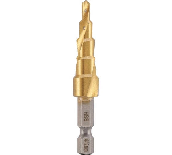 Сверло ступенчатое спиральное H-Tools 4-12мм HSSE-Co5 5ступ. HEX1/4 101050-9EHT 1