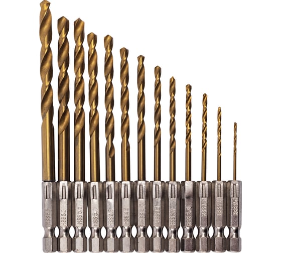 Набор сверл по металлу VIRA 1.5-6.5 мм HSS-TiN 1/4" HEX 13 шт 550201 1