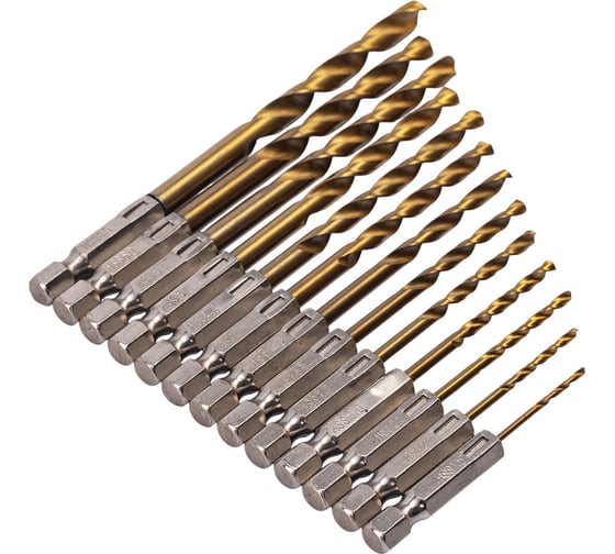 Набор сверл по металлу VIRA 1.5-6.5 мм HSS-TiN 1/4" HEX 13 шт 550201
