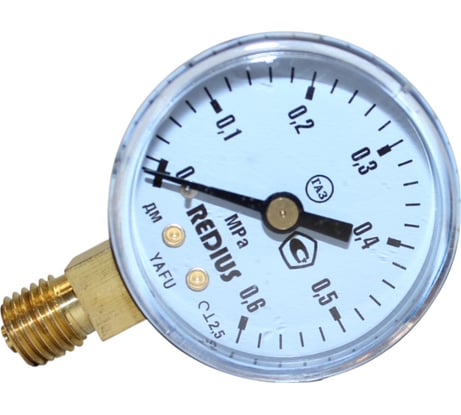 Манометр газовый Redius 0.6 МПа черный, с поверкой DK.1340.14755