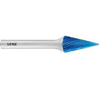 Бор-фреза по металлу твердосплавная LENZ форма M, конус, 6x25x6х70 мм, C3, с покрытием Blue LZBM 033 C3