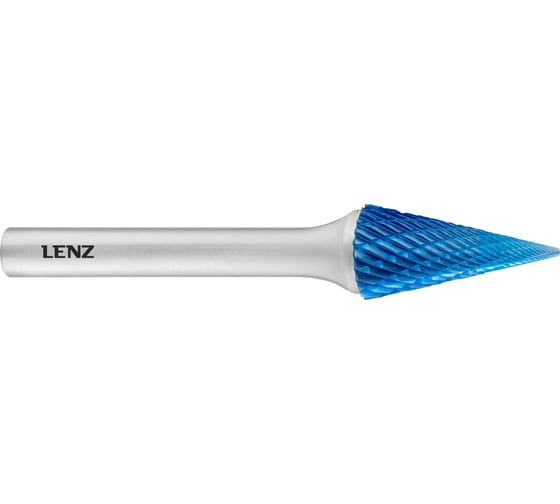Бор-фреза по металлу твердосплавная LENZ форма M, конус, 16x26x8х74 мм, C3, с покрытием Blue LZBM 060 C3