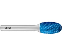 Бор-фреза по металлу твердосплавная LENZ форма E, овал, 10x16x6х60 мм, C3, с покрытием Blue LZBE 030 C3