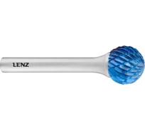 Бор-фреза по металлу твердосплавная LENZ форма D, сфера, 16x14x6х60 мм, C3, с покрытием Blue LZBD 095 C3