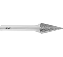 Бор-фреза по металлу твердосплавная LENZ форма M, конус, 10x20x6х65 мм, N3, без покрытия LZBM 040 N3
