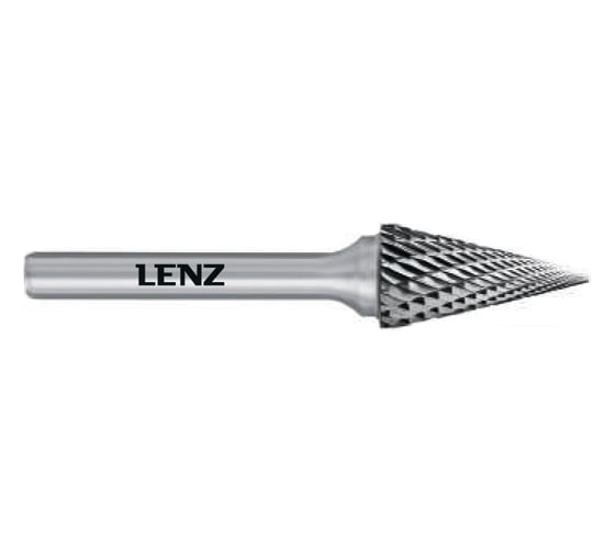 Бор-фреза по металлу твердосплавная LENZ форма M, конус, 10x20x6х65 мм, N3, без покрытия LZBM 040 N3