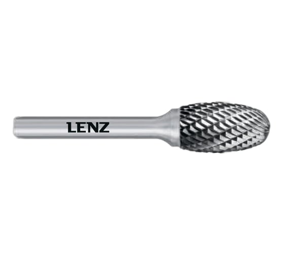 Бор-фреза по металлу твердосплавная LENZ форма E, овал, 16x25x6х70 мм, N3, без покрытия LZBE 045 N3