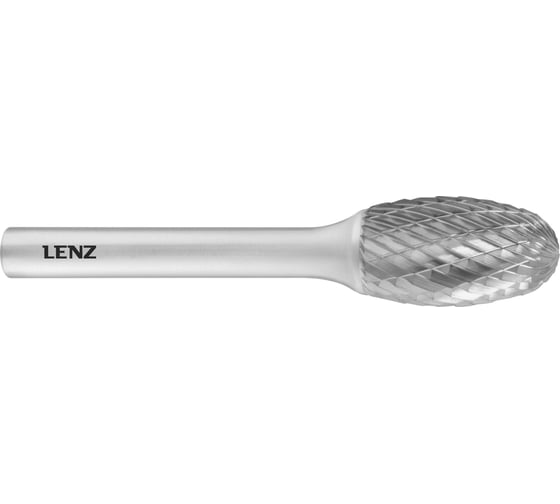 Бор-фреза по металлу твердосплавная LENZ форма E, овал, 16x25x6х70 мм, N3, без покрытия LZBE 045 N3
