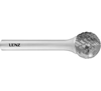 Бор-фреза по металлу твердосплавная LENZ форма D, сфера, 12x11,4x6х56 мм, N3, без покрытия LZBD 080 N3