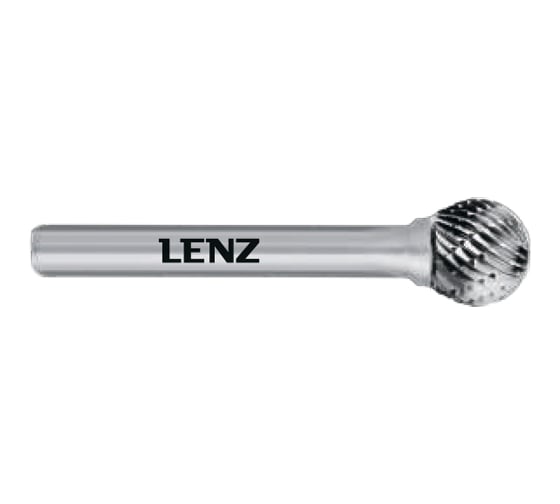 Бор-фреза по металлу твердосплавная LENZ форма D, сфера, 12x11,4x6х56 мм, N3, без покрытия LZBD 080 N3