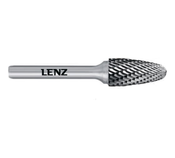 Бор-фреза по металлу твердосплавная LENZ форма F, парабола с закругленной вершиной, 12x25x6х175 N3, без покрытия LZBF 060 N3
