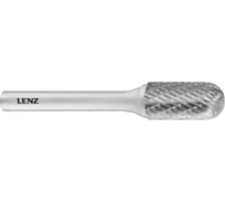 Бор-фреза по металлу твердосплавная LENZ форма C, цилиндр со сферическим концом, 8x20x6х65 мм, N3, без покрытия LZBC 075 N3