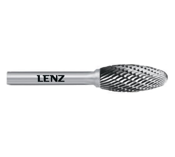Бор-фреза по металлу твердосплавная LENZ форма H, язычок пламени, 16x36x6х82 мм, N3, без покрытия LZBH 035 N3