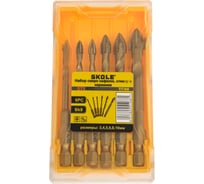 Набор сверл квадро титан по стеклу/керамике SKOLE (ST3) 6шт/уп. (3,4,5,6,8,10мм) ST3-6PC