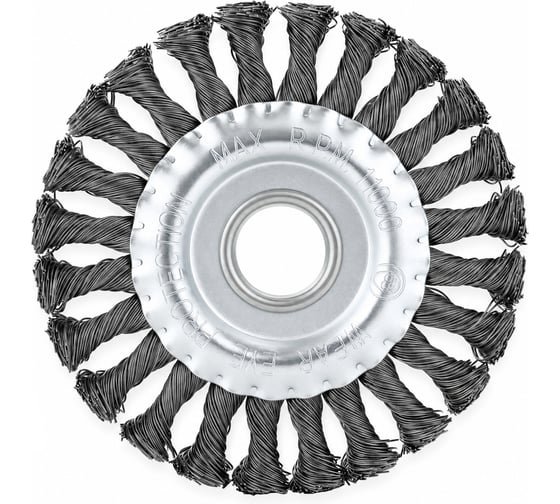 Корщетка дисковая Diamond Industrial 125x22.2 мм жесткая крученая проволока 0.5 мм DIDSHH12522
