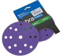 Диск шлифовальный ABRAFORCE Purple Film на пленочной основе 15 отв., 150 мм, Р100, 5 шт 166098