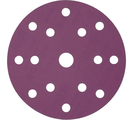 Диск шлифовальный ABRAFORCE Purple Film на пленочной основе 15 отв., 150 мм, Р60, 5 шт 166094 1