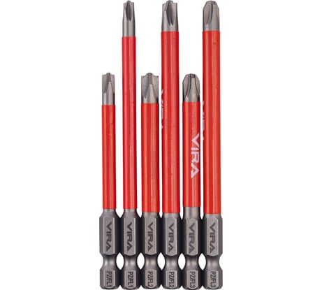 Набор бит магнитных VIRA PZ/FL1, PZ/FL2, PZ/FL3x75 мм, 100 мм 6 шт 554295