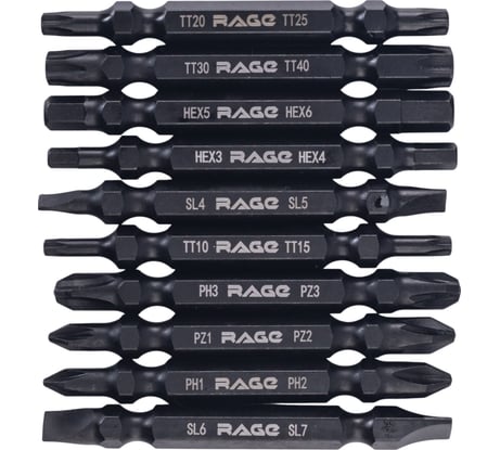Набор бит двусторонних RAGE S2 10 шт 554297