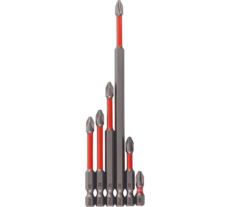 Набор бит для шуруповерта магнитные торсионные VIRA S2 PH2 длина 25 мм 50 мм 65 мм 70 мм 90 мм 150мм 6 шт 554188
