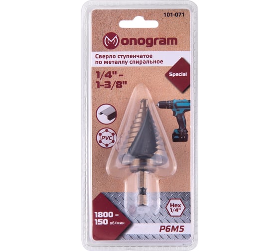 Сверло ступенчатое Special (1/4" - 1 3/8"; 10 ступеней) Monogram 101-071