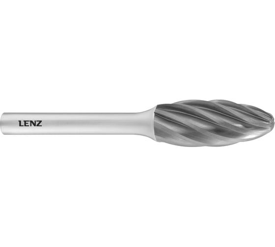 Борфреза LENZ по алюминию твердосплавная форма H, язычок пламени, 12x32x6х77 мм, N7, без покрытия LZBH 025 N7 1